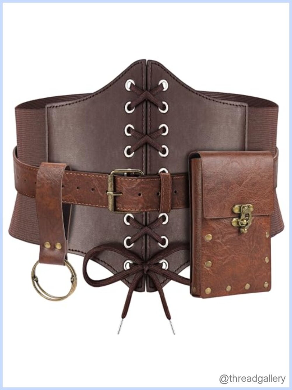 PU Leather Renaissance Corset Belt Pouch Waist Bag Medieval Costume Accessory